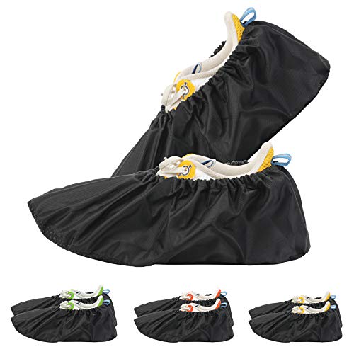 HAKOTOM 3pares Cubiertas de Zapatos Reutilizables Antideslizantes Cubierta Negra de Botas Impermeables para Protección Zapatos de Agua y Polvo Dos Tamaños 32cm y 25cm de Longitud para Hombres Mujeres