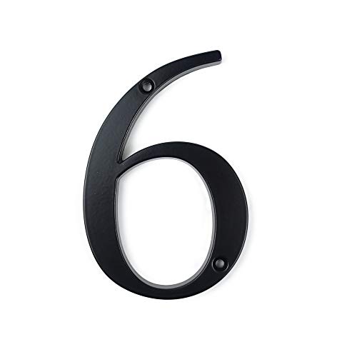 HASWARE Signo de número de casa Números de puerta modernos de 4 pulgadas (10 cm) Placa de señalización Números de dirección de la calle Aleación de zinc (6, Negro)