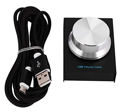 Haudang Control de volumen USB, altavoz de ordenador sin pérdidas, regulador digital ajustable con un botón de silencio, para Win7/8/10/XP/Vista Android (negro)