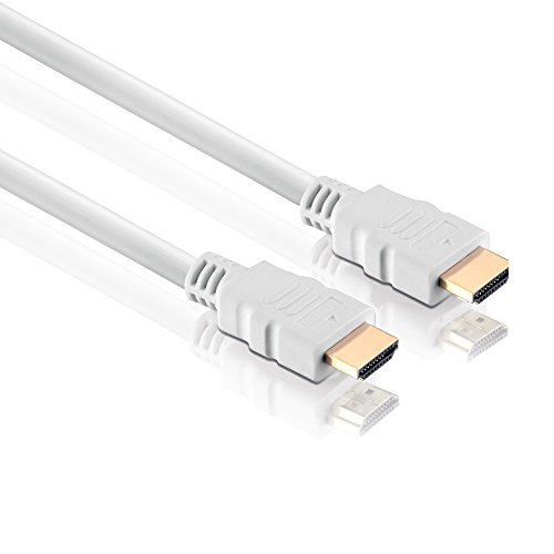 HDSupply HC070-010E Cable HDMI de alta velocidad con Ethernet HDMI-A macho (19 pines) a HDMI-A macho (19 pines) 2 veces blindado contactos chapados en oro, 1,00m, blanco