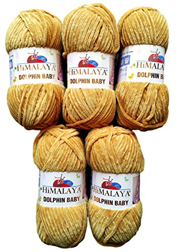 Himalaya Dolphin - Ovillo de lana para tejer (5 x 100 gramos, lana de bebé, 500 gramos, 600 m) (oro 80330)