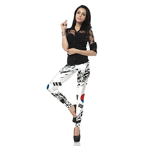 Hinyyee Impresos atléticos Yoga Pantalones de Talle Alto la Altura del Tobillo Slim Fit Entrenamiento Running Polainas Medias de Gimnasio # 171 (Color : 1, Tamaño : S)