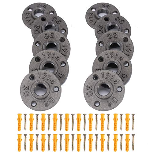 HO2NLE 10pcs Brida de Tubería de Hierro 1/2 '' con 3 Agujeros Soporte de Tubería Metálica Negra para Tubo de Montaje Moldeable BSP Roscado Decoración Estilo Industrial Vintage con 30 Tornillos HO2NLE 10pcs Brida de Tubería de Hierro 1/2 '' con 3 Agujeros Soporte de Tubería Metálica Negra para Tubo de Montaje Moldeable BSP Roscado Decoración Estilo Industrial Vintage con 30 Tornillos