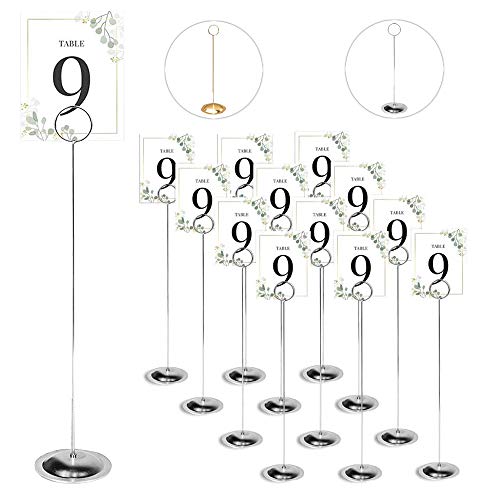 HOHIYA Soporte para números de mesa para bodas, 30,48 cm de alto, color plateado, paquete de 12 unidades