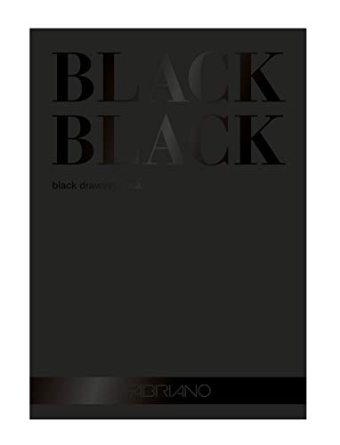 Honsell 19100390 Fabriano Black Block - Papel negro profundo con superficie mate sin revestimiento, 300 g/m², DIN A4, 20 hojas, ideal para pastel, lápices de colores y marcadores