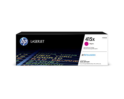 HP 415A W2033X, Magenta, Cartucho Tóner de Alta Capacidad Original, de 6.000 páginas, para impresoras HP Color LaserJet Pro M454dw, M454dn, MFP M479fdw, MFP M479dw, MFP M479fdn y MFP M479fnw