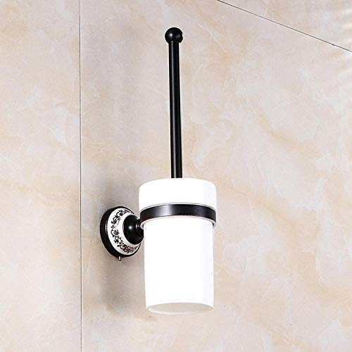 HPPSLT Escobilla de baño con escobillero sin Clavos - Cepillo de Inodoro Antiguo de cerámica Totalmente de Cobre Colgante de Inodoro de Estilo rústico Retro Colgante de baño