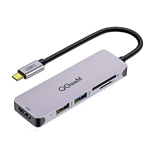 Hub USB C,QGeeM 5 en 1 Tipo C HDMI 4K Adaptador USB C Hub para MacBook Pro iPad, Chromebook, XPS,USB C Dock