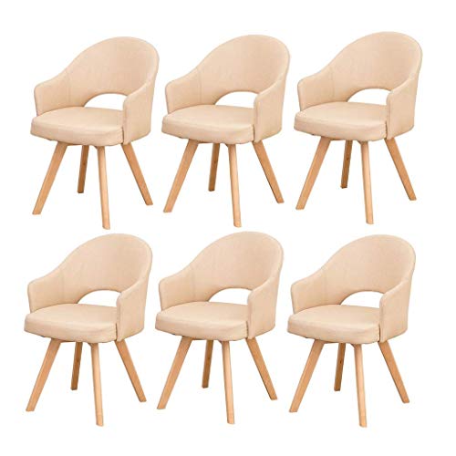 HYZXK Juego de sillas de Comedor de 6 sillones de Tela para Sala de Estar, sillas de Dormitorio, tapicería de Ocio con Estilo Moderno, Asiento de sofá Individual con Patas de Madera maci