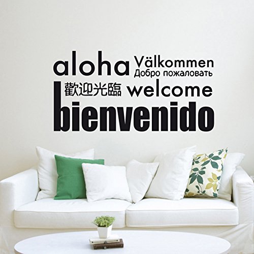 IDEAVINILO Vinilo Decorativo Bienvenido-Aloha. Color Negro. Medidas: 110x50cm