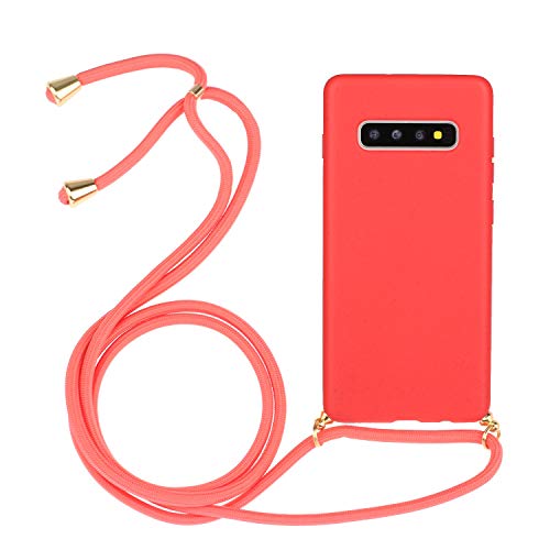 Ingen Funda con Cuerda para Samsung Galaxy S10 Plus- Carcasa Protectora de Silicona con Colgante - Amarillo/Verde Oscuro/Rojo/Negro/Verde/Rosa