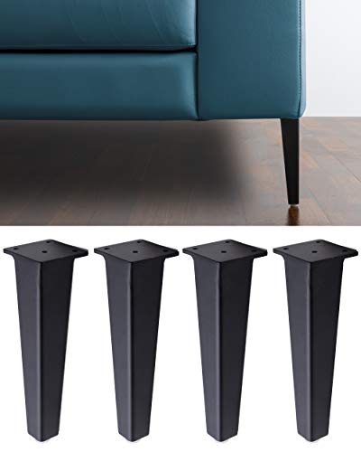 IPEA 4 x Patas para sofás y Muebles Modelo NEUTRONE – Juego de 4 Patas de Hierro Diseño Moderno y Elegante Color Negro Mate, Altura 195 mm