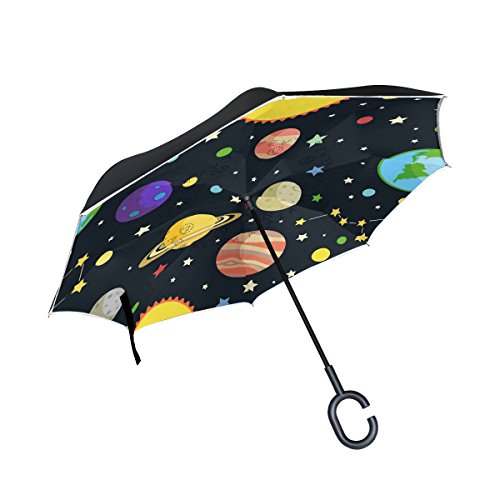 ISAOA Paraguas grande invertido paraguas resistente al viento doble capa construcción reversible plegable paraguas para coche lluvia uso al aire libre, mango en forma de C paraguas