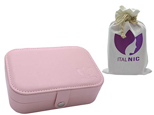ITALNIC Joyero Mujer Joyero Organizador Caja de Viaje Caja de Almacenamiento Pequeñas Joyas para Anillos Pendientes Collares Pulseras 2 Capas 16,5 X 11,5 X 5,5 cm Rosa