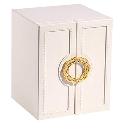 Jewelry Box Caja De Almacenamiento De Joyería Multifuncional Diseño De Doble Apertura Soporte De Exhibición De Almacenamiento De Joyería De Cuero Artificial (Color : Blanco, Size : 20×18.3×24.3cm)