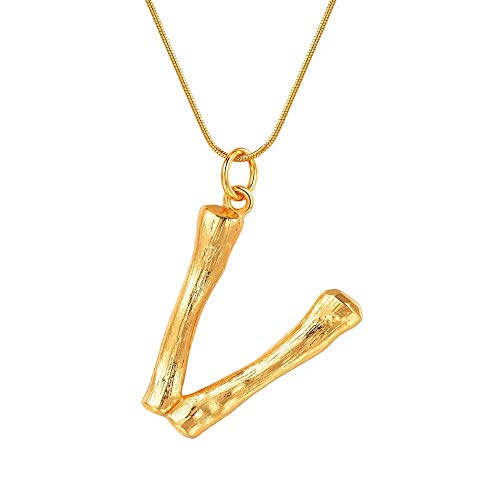JinYiny DIY 26 Letras Collar de bambú AZ Colgante Inicial Collar Modelos Femeninos Chapado en Oro clavícula Colgante Serpiente Cadena
