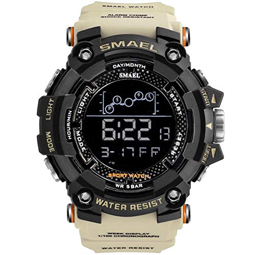 JTTM Reloj Digital para Hombre - 50M Impermeable Deportivo Relojes con Alarma/Cuenta Regresiva/Cronómetro Cronógrafo para Hombre,Caqui