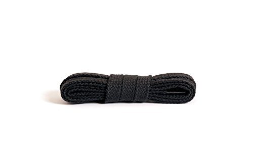 Kaps Cordones planos, cordones de algodón 100%, hechos en Europa, 1 par, muchos colores y longitudes (100 cm - 5 a 7 pares de ojales / 91 - negro)