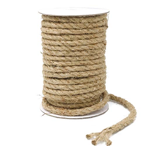 KINGLAKE Cuerda de cáñamo de 8 mm de grosor de 18 m de cuerda de yute para jardín, cuerda fuerte para manualidades, para envolver, decoración del hogar, jardinería