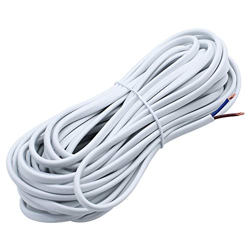 KingYH 10M Cable Eléctrico Blanco 2 Núcleos 0,75 mm² Cable Flexible PVC Alambre de Cobre de Alta Resistencia a la Temperatura Cable de Alimentación para Uso en Condiciones Secas Electrodomésticos