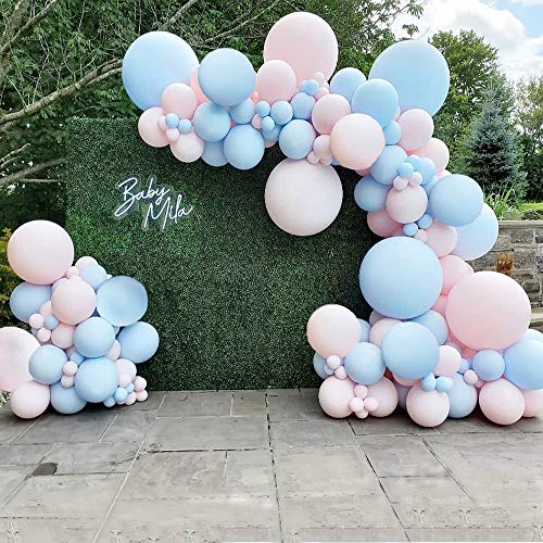 Kit de arco de guirnalda de globos azul rosa, 110 globos de bebé que revelan el género, para fiestas de él o ella, fiesta de niño o niña