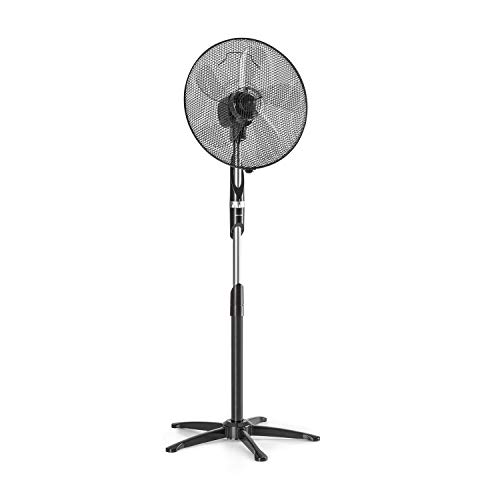 KLARSTEIN Summer Vibe – Ventilador de pie, Ventilador Vertical, Rotor de 16" (41 cm) con 5 aspas, 55 W, 3 Niveles de Velocidad, caudal de 2040 m³/h, oscilación de 65°, Cabezal del Rotor a 30°, Negro