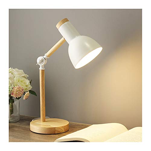 Lámparas de escritorio Lámpara de escritorio lámpara de mesa madera moderna para estudio oficina sala de estar, lámpara de lectura ajustable en ángulo, lámpara de noche de metal E27 lámpara de noche p