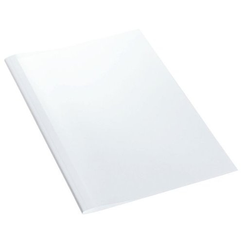 LEITZ 177161 - Tapas encuadernación térmica transparentes PVC 150 micras contratapa cartoncillo 245 gr. Lomo 6 mm (caja 100 ud.) color blanco