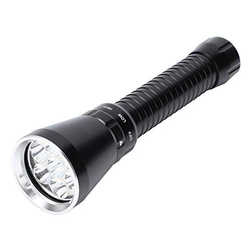 Linterna de buceo LED, luz de relleno para fotografía subacuática impermeable al aire libre con cordón, lámpara de antorcha LED XM-P70 18000LM para buceo subacuático 100M, para buceo, camping(negro)