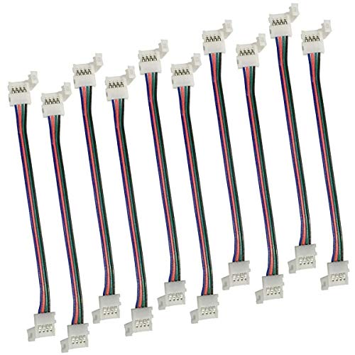 LitaElek 4 Pines Conector de Tira LED RGB 5050 Cable de extensión de luz de Cinta LED Conector de Esquina de LED Strip para Tira LED SMD 5050 RGB de 10mm de Ancho Impermeable y no Impermeable (10pcs) LitaElek 4 Pines Conector de Tira LED RGB 5050 Cable de extensión de luz de Cinta LED Conector de Esquina de LED Strip para Tira LED SMD 5050 RGB de 10mm de Ancho Impermeable y no Impermeable (10pcs)