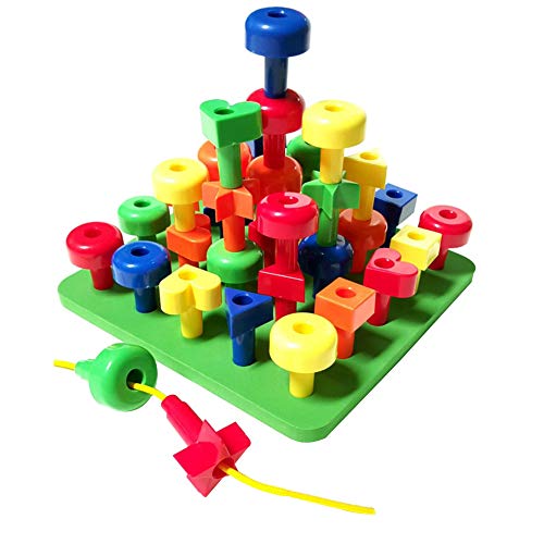 ljym88 Stacking Peg Board Set de juguetes pedagógicos Mosaico Pegboard Aprendizaje temprano Button Art Game, Creatividad y imaginación para niños, niñas y niños pequeños