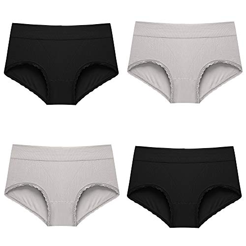 LXYDD Mujer Algodón Braguita Sin Fisuras Cómodo Suave Abdomen Glúteos Cintura Media Mujer Braguita 4 Piezas,004 LXYDD Mujer Algodón Braguita Sin Fisuras Cómodo Suave Abdomen Glúteos Cintura Media Mujer Braguita 4 Piezas,004
