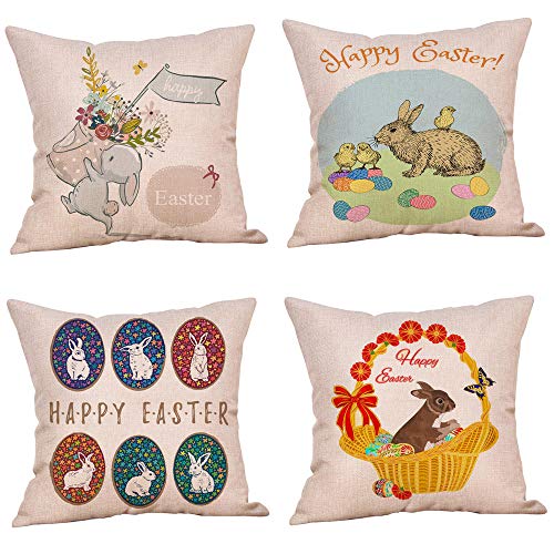 LYTFQ Cojines Decorativos para Sofa 4 Fundas De Almohada De Pascua Funda De Cojín De Decoración del Hogar-Huevos De Pascua_Los 45 * 45Cm