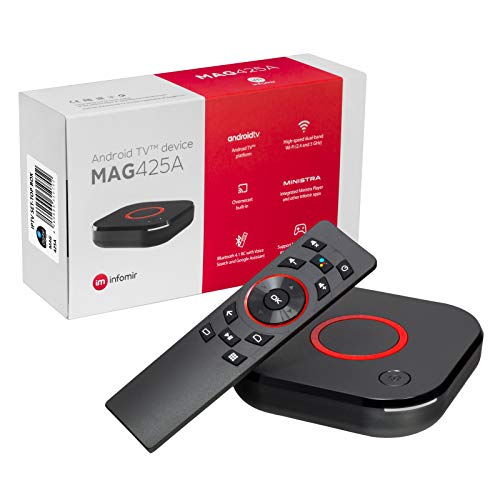 MAG 425A Infomir & HB-DIGITAL 4K IPTV Set TOP Box ANDROID TV 8.0 Multimedia Player Internet TV IP Receiver UHD 2160p@60 FPS HDMI 2.0 USB 3.0 HEVC H.256 # ARM Cortex-A53 # WLAN 802.11ac + Cable HDMI