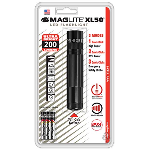 Mag-Lite XL 50 - Linterna LED (139 lúmenes, 3 pillas AAA), color negro, talla 12.2 cm