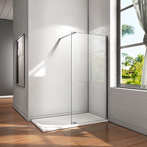 Mampara ducha Panel Pantalla Fija cristal 8mm templado para baño Barra 73-120cm (Panel 90x200cm)