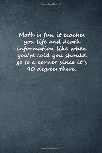 Math is fun it teaches you life and death information like when you're cold you should go to a corner since it's 90 degrees there.: Lined Elegant Notebook, 100 Pages, 6"x9", Soft Cover, Matte Finish