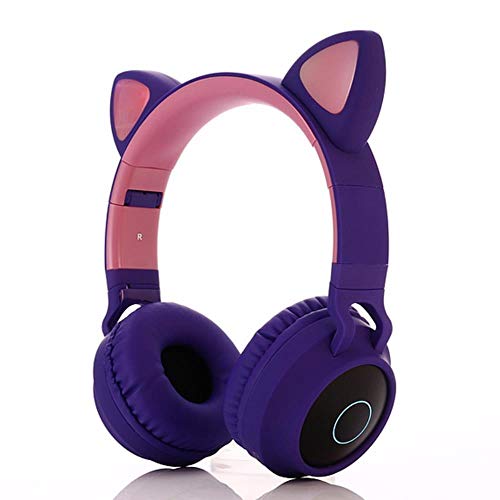 Mazu Homee Auriculares de juego, auriculares de orejas de gato, auriculares inalámbricos Bluetooth para juegos de estrés, auriculares para teléfono móvil de ordenador, aplicables a PC y PlayStation