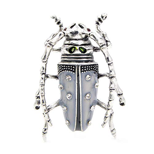 Mcuties Brooch Broche Esmalte Escarabajo Broches para Mujeres Tentáculos Largos Broche De Insecto Pin Animal Vivo Joyas Regalo-Gris