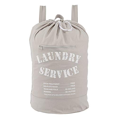 mDesign Cesta de ropa sucia – Práctico saco para ropa sucia con asas resistentes – Bolsa plegable de algodón con moderno estampado – gris/blanco