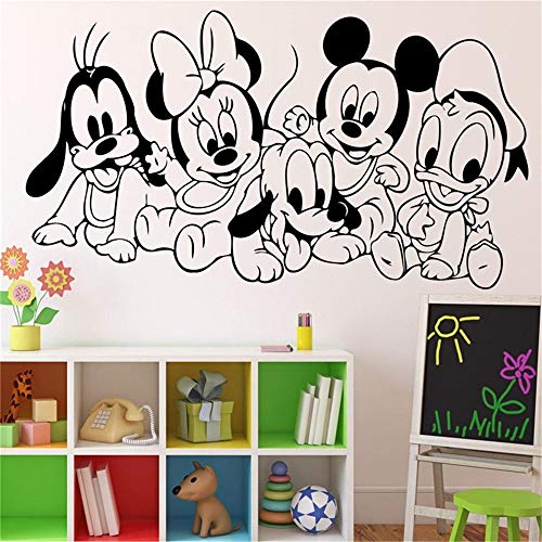 Mickey Mouse Etiqueta de la pared calcomanía de dibujos animados de los personajes del bebé Mickey Mouse etiqueta de vinilo arte de la pared decoración niños habitación de los niños Ideas habitación