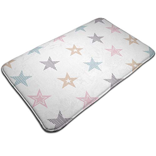 Molelanki Coloridas Estrellas de Cinco Puntas Felpudo Alfombras de baño absorbentes de Agua Alfombras de baño 60 x 40 cm / 24 x 16 Pulgadas