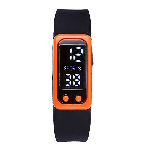 Monitor de Actividad física, Monitor de frecuencia cardíaca, Pulsera Inteligente con podómetro Bluetooth con Monitor de sueño para Smartphones Android o iOS, 0.11, Color Naranja