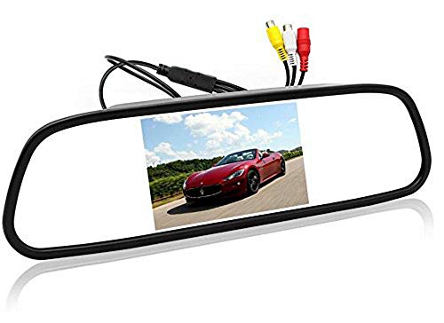 Monitor de espejo de coche – 5 pulgadas HD 800 x 480 resolución Digital TFT LCD Espejo de aparcamiento para coche, monitor de visión trasera con 2 entradas de vídeo conectadas cámara trasera/frontal