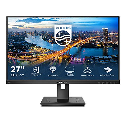 Monitor Philips 275B1 de 68 cm (27 Pulgadas), DVI, HDMI, DisplayPort, USB Hub, Tiempo de Respuesta de 4 ms, 2560 x 1440, 75 Hz, FreeSync, Pivot, Color Negro