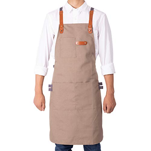 NEOVIVA Elegante delantal de cocina para chef, mujeres y hombres, con bolsillos para herramientas
