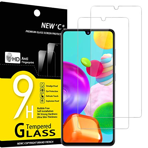 NEW'C 2 Unidades, Protector de Pantalla para Samsung Galaxy A41, Antiarañazos, Antihuellas, Sin Burbujas, Dureza 9H, 0.33 mm Ultra Transparente, Vidrio Templado Ultra Resistente