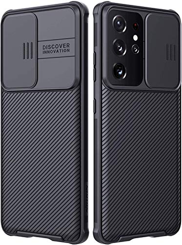 NILLKIN Funda Samsung Galaxy S21 Ultra, [Protección de la cámara] Estuche híbrido Parachoques Premium no voluminoso Delgado Funda rígida para PC para Samsung Galaxy S21 Ultra(6.8'') Negro
