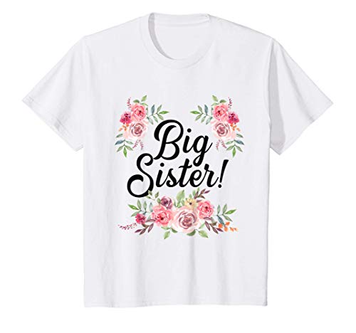 Niños Linda hermana mayor con diseño floral niña pequeña Camiseta