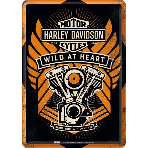 Nostalgic-Art 10292 de Harley Davidson H de D – Wild at Heart, Chapa Postal, 10 x 14 cm